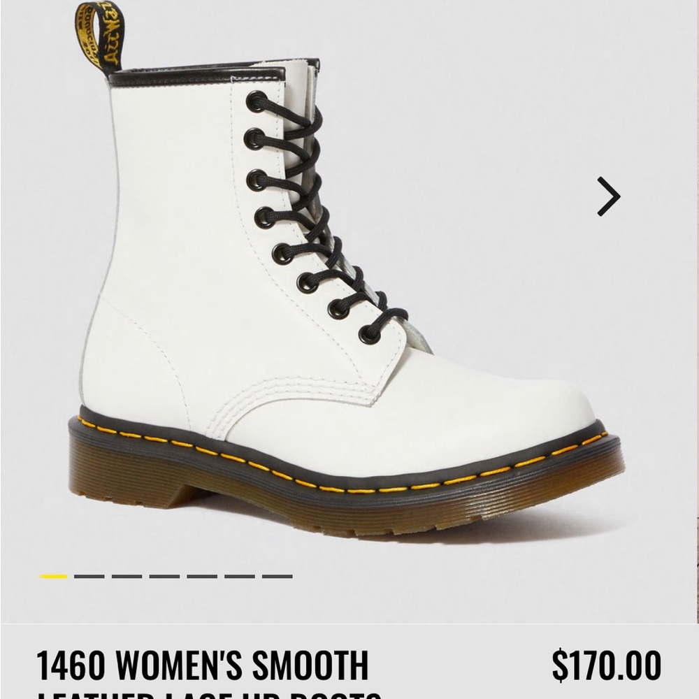 Dr Martens 1460 Smooth Leather White Lace Up Boot